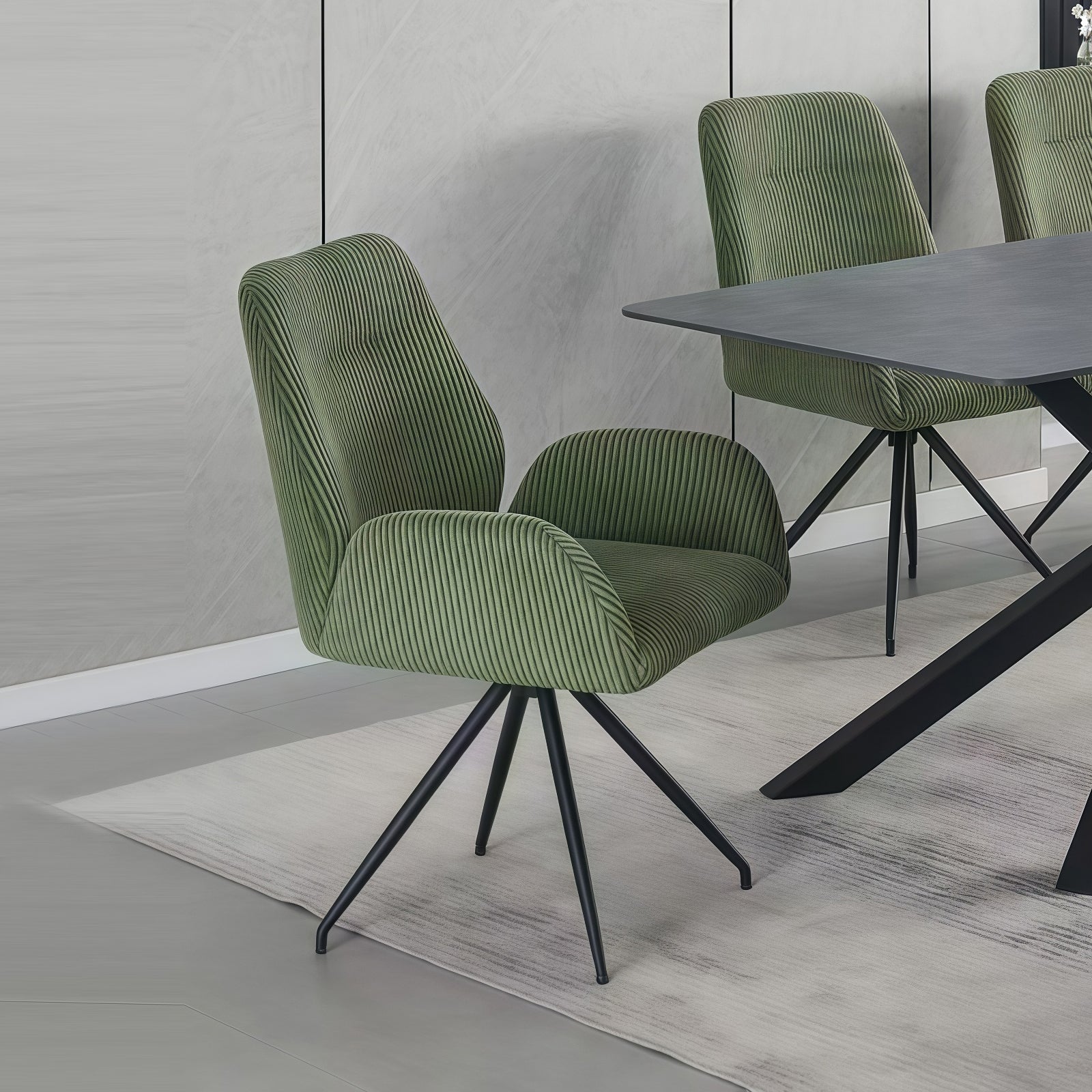 Dining Chair Linen Fabric Upholstered Seat Powder Coated Iron Legs - Furniture > Dining > Kitchen & Dining Chairs