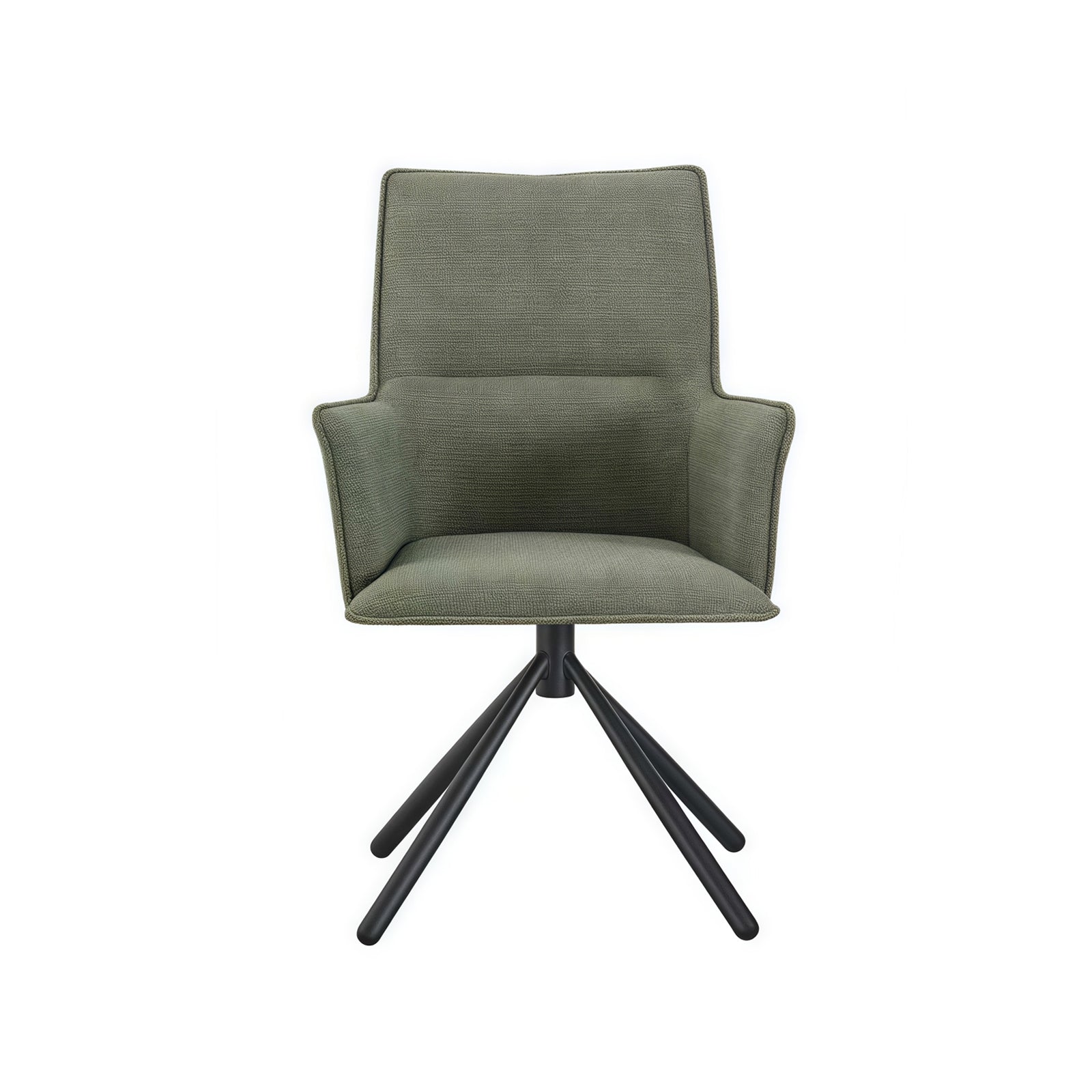 Dining Chair Green Linen Fabric Upholstered Seat Powder Coated Iron Legs - Furniture > Dining > Kitchen & Dining Chairs