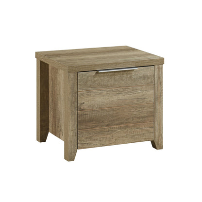 4 Pieces Bedroom Suite Natural Wood Like MDF Structure Queen Size Oak Colour Bed Bedside Table & Dresser - Furniture >