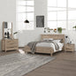 4 Pieces Bedroom Suite Natural Wood Like MDF Structure Queen Size Oak Colour Bed Bedside Table & Tallboy - Furniture >