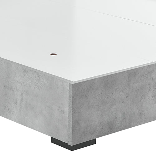 Queen 4 Pcs Bedroom Suite with Dresser Fabric Upholstery MDF Combination of Black & Cement Colour - Furniture > Bedroom