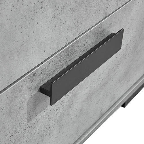 Queen 4 Pcs Bedroom Suite with Dresser Fabric Upholstery MDF Combination of Black & Cement Colour - Furniture > Bedroom