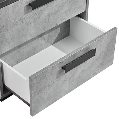 Queen 4 Pcs Bedroom Suite with Tallboy Fabric Upholstery MDF Combination of Black & Cement Colour - Furniture > Bedroom