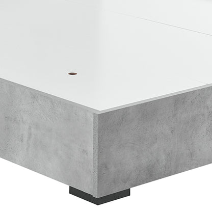 Queen 5 Pcs Bedroom Suite Fabric Upholstery MDF Combination of Black & Cement Colour - Furniture > Bedroom > Beds & Bed