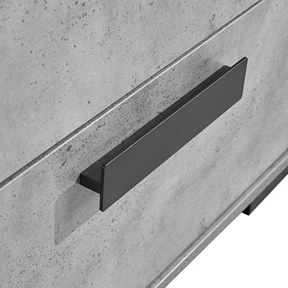 Queen 5 Pcs Bedroom Suite Fabric Upholstery MDF Combination of Black & Cement Colour - Furniture > Bedroom > Beds & Bed