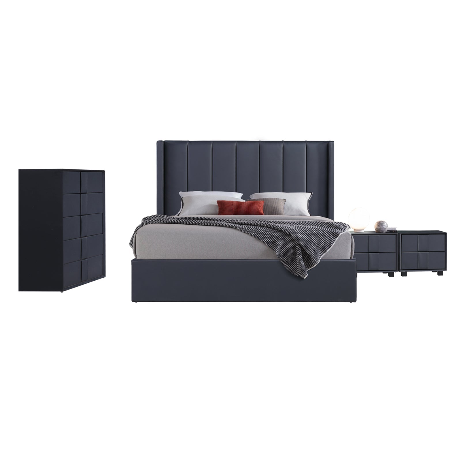 Prado 4pc Fabric Gas Lift Queen Bedroom Suite Furniture > Bedroom > Beds & Bed Frames
