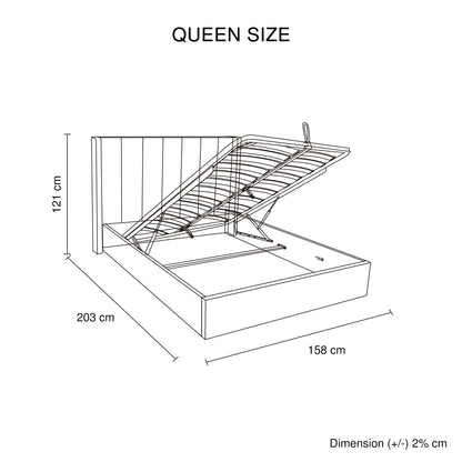 Prado 4pc Fabric Gas Lift Queen Bedroom Suite Furniture > Bedroom > Beds & Bed Frames