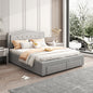 Emily Bed Frame Queen Size Velvet Fabric Grey Four MDF Drawers with Wheels Furniture > Bedroom > Beds & Bed Frames