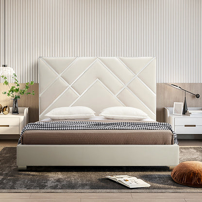 Matrix Bed Frame Fabric Padded Upholstery High Quality Slats Polished Stainless Steel Feet Furniture > Bar Stools &