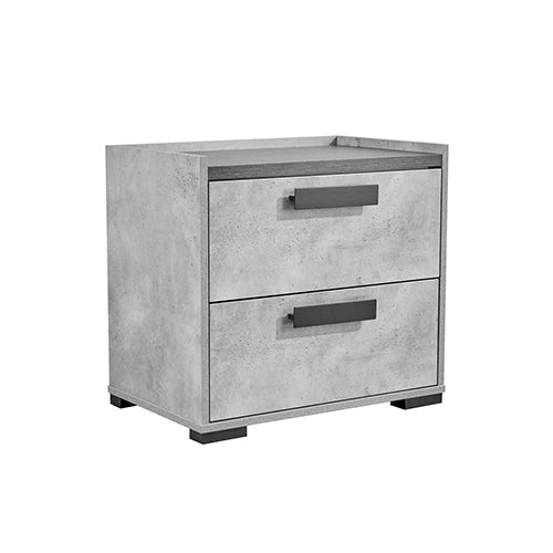 Bedside Table with 2 Storage Drawers MDF Combination of Black & Cement Colour Nightstand Furniture > Bedroom > Beds &