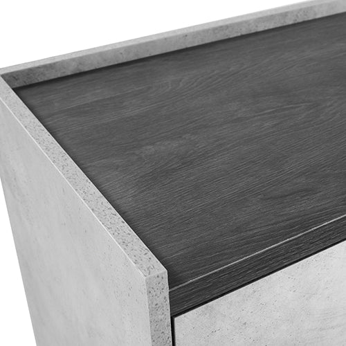 Bedside Table with 2 Storage Drawers MDF Combination of Black & Cement Colour Nightstand Furniture > Bedroom > Beds &
