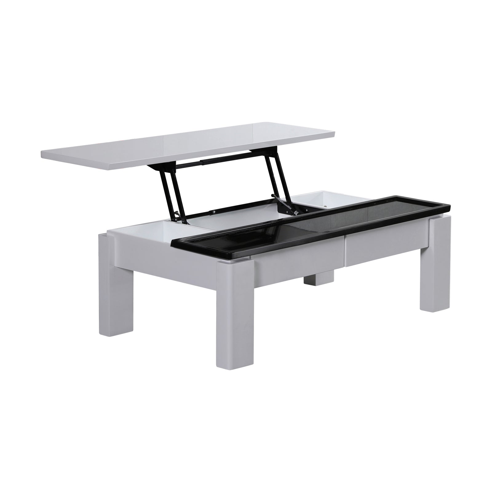 Coffee Table High Gloss Finish Lift Up Top MDF Black & White Colour Interior Storage Furniture > Living Room > Coffee