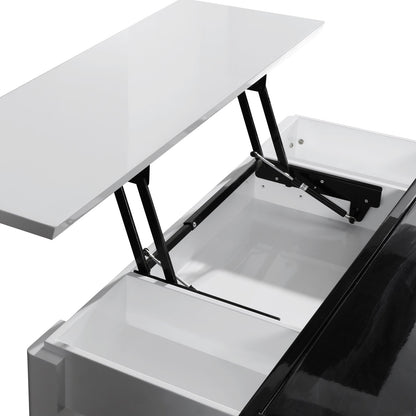 Coffee Table High Gloss Finish Lift Up Top MDF Black & White Colour Interior Storage Furniture > Living Room > Coffee