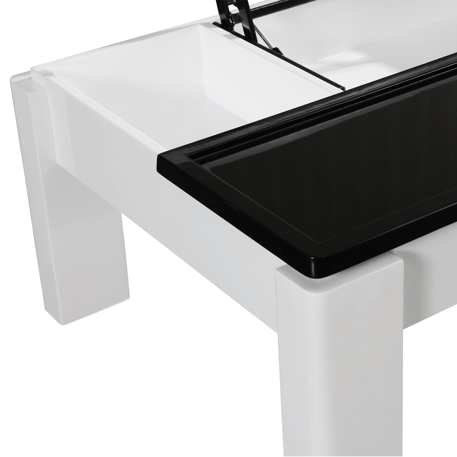 Coffee Table High Gloss Finish Lift Up Top MDF Black & White Colour Interior Storage Furniture > Living Room > Coffee