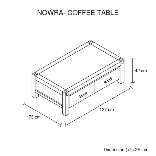 Coffee Table Solid Acacia Wood & Veneer 1 Drawers Storage Oak Colour - Furniture > Living Room > Coffee Tables