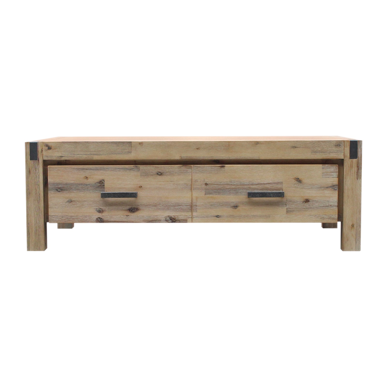 Coffee Table Solid Acacia Wood & Veneer 1 Drawers Storage Oak Colour - Furniture > Living Room > Coffee Tables