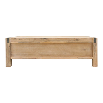Coffee Table Solid Acacia Wood & Veneer 1 Drawers Storage Oak Colour - Furniture > Living Room > Coffee Tables