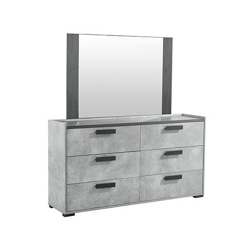 Tallboy with 5 Storage Drawers MDF Combination of Black & Cement Colour - Furniture > Bedroom > Beds & Bed Frames