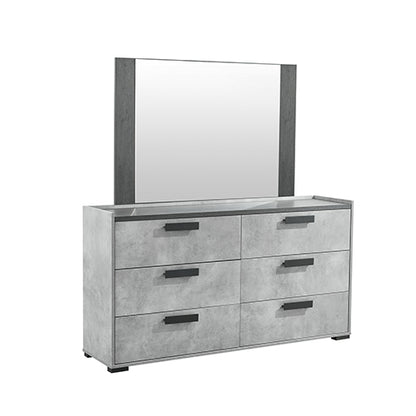 Tallboy with 5 Storage Drawers MDF Combination of Black & Cement Colour - Furniture > Bedroom > Beds & Bed Frames
