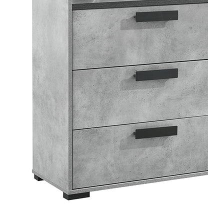 Tallboy with 5 Storage Drawers MDF Combination of Black & Cement Colour - Furniture > Bedroom > Beds & Bed Frames