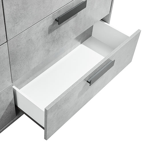 Tallboy with 5 Storage Drawers MDF Combination of Black & Cement Colour - Furniture > Bedroom > Beds & Bed Frames