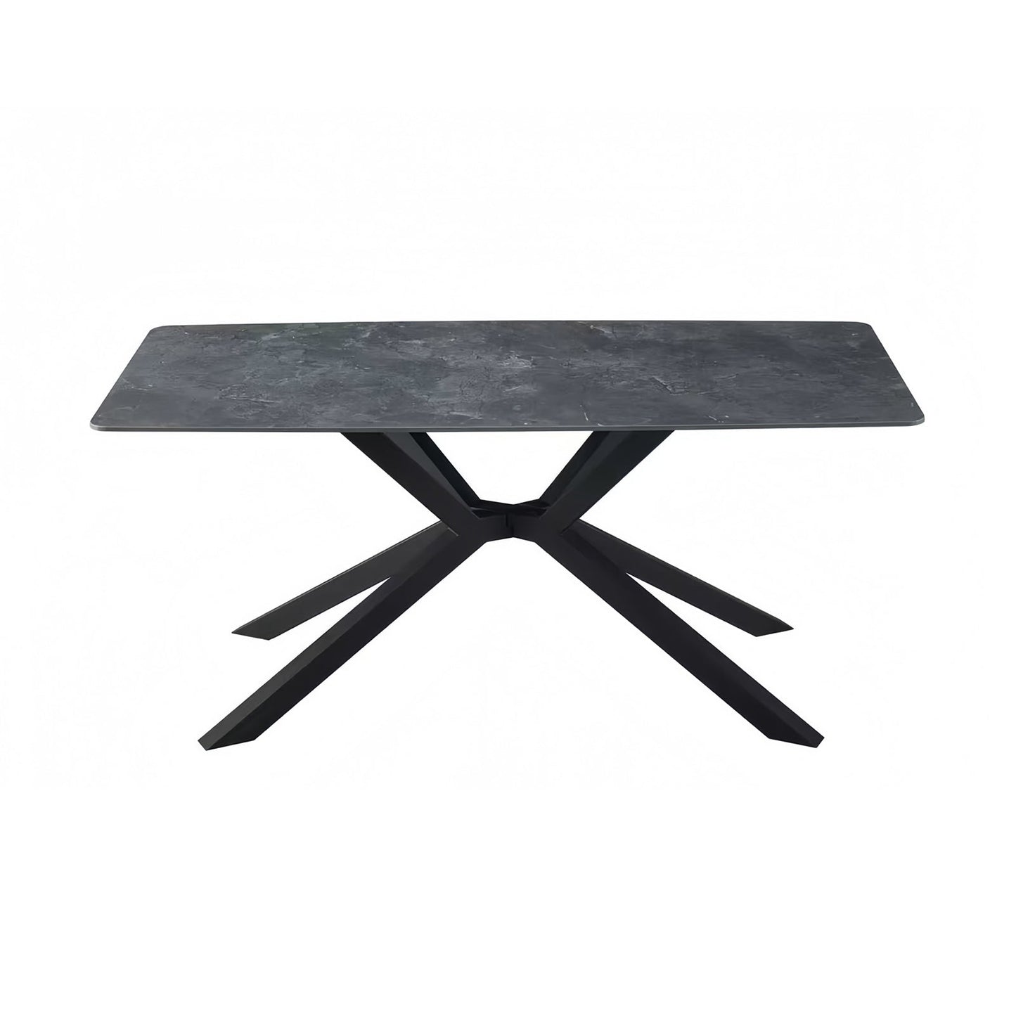 Dining Table Rectangular Shape Green Sintered Stone Top Powder Coated Iron Legs - Furniture > Dining > Dining Tables