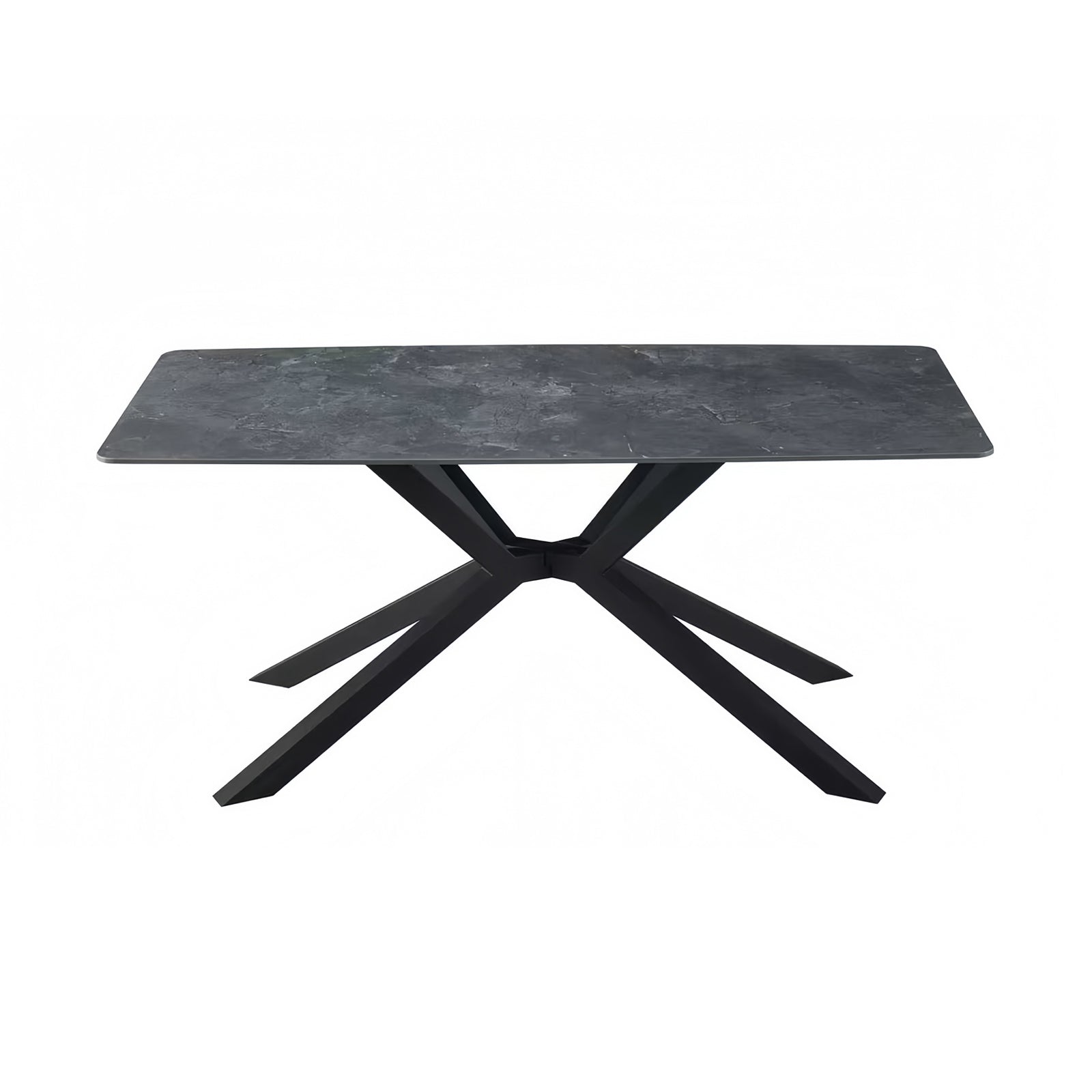 Dining Table Rectangular Shape Green Sintered Stone Top Powder Coated Iron Legs - Furniture > Dining > Dining Tables