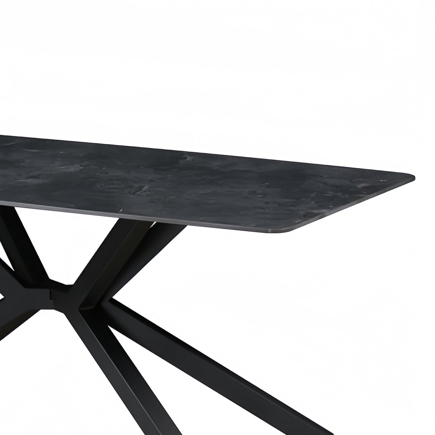 Dining Table Rectangular Shape Green Sintered Stone Top Powder Coated Iron Legs - Furniture > Dining > Dining Tables