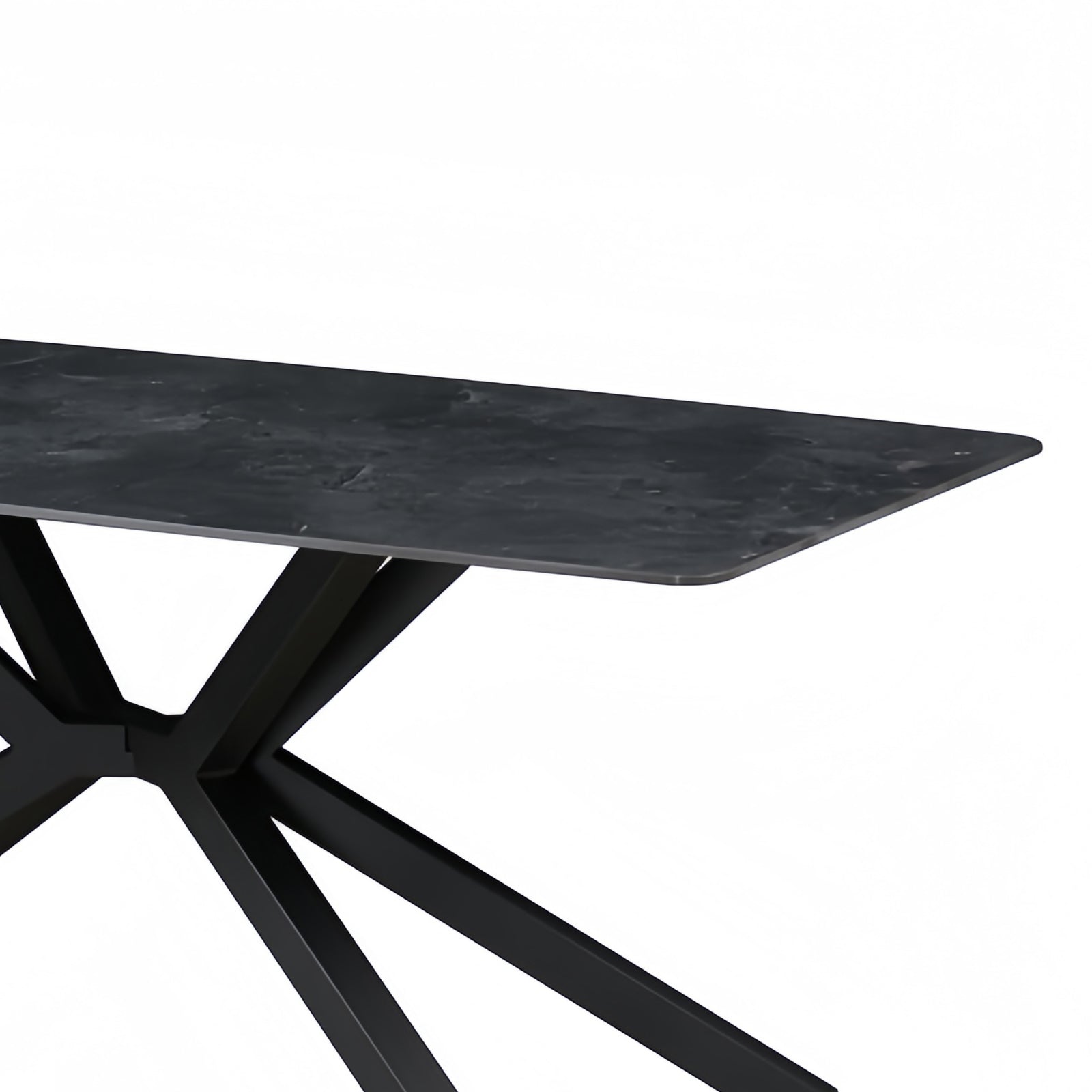 Dining Table Rectangular Shape Green Sintered Stone Top Powder Coated Iron Legs - Furniture > Dining > Dining Tables