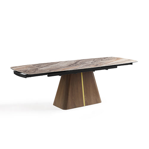 Dining Table MDF Ceramic Glass Table Top Extendable Decorative Stripe - Furniture > Dining > Dining Tables