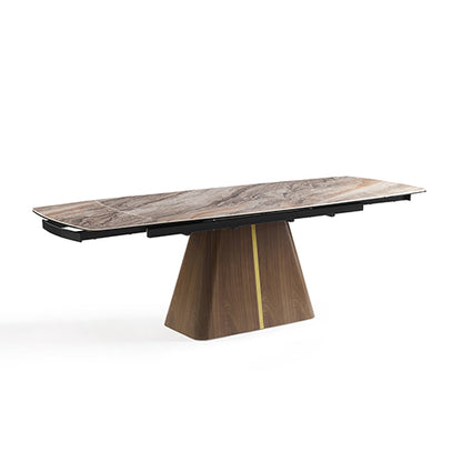 Dining Table MDF Ceramic Glass Table Top Extendable Decorative Stripe - Furniture > Dining > Dining Tables