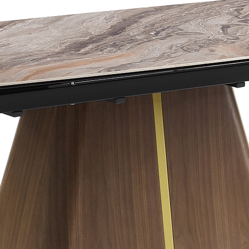 Dining Table MDF Ceramic Glass Table Top Extendable Decorative Stripe - Furniture > Dining > Dining Tables