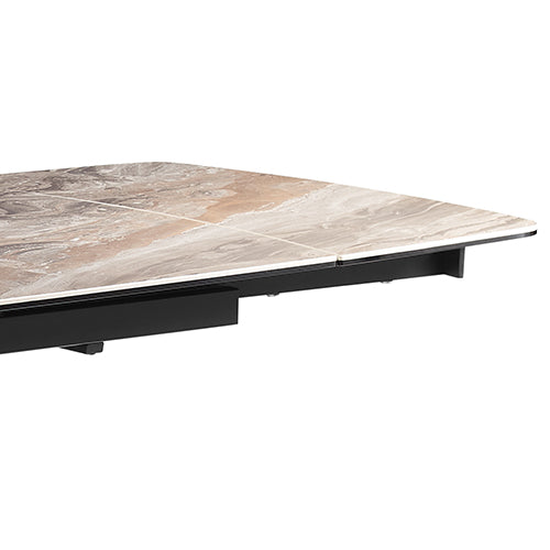 Dining Table MDF Ceramic Glass Table Top Extendable Decorative Stripe - Furniture > Dining > Dining Tables