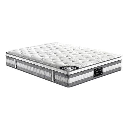 Mattress Euro Top Double Size Pocket Spring Coil with Knitted Fabric Medium Firm 34cm Thick - Furniture > Mattresses >
