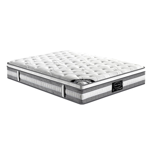 Mattress Euro Top Double Size Pocket Spring Coil with Knitted Fabric Medium Firm 34cm Thick - Furniture > Mattresses >