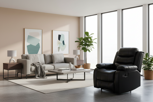 Chelsea 1R Seater Finest Leatherette Recliner Feature Console LED Light Ultra Cushioned