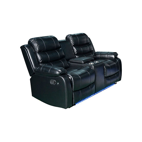 Chelsea 2R Seater Finest Leatherette Recliner Feature Console LED Light Ultra Cushioned Furniture > Bar Stools & Chairs