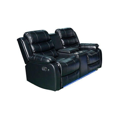 Chelsea 2R Seater Finest Leatherette Recliner Feature Console LED Light Ultra Cushioned Furniture > Bar Stools & Chairs