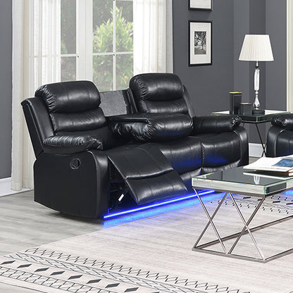 Chelsea 3R Seater Finest Leatherette Recliner Feature Console LED Light Ultra Cushioned Furniture > Bar Stools & Chairs