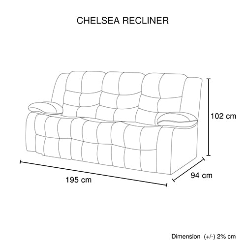 Chelsea 3R Seater Finest Leatherette Recliner Feature Console LED Light Ultra Cushioned Furniture > Bar Stools & Chairs