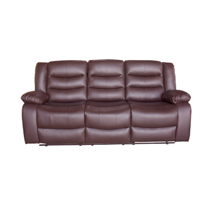 3 Seater Recliner Sofa In Faux Leather Lounge Couch in Brown - Furniture > Bar Stools & Chairs > Arm Chairs & Recliners