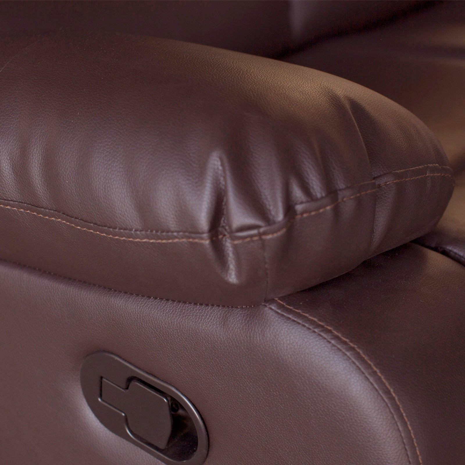 3 Seater Recliner Sofa In Faux Leather Lounge Couch in Brown - Furniture > Bar Stools & Chairs > Arm Chairs & Recliners