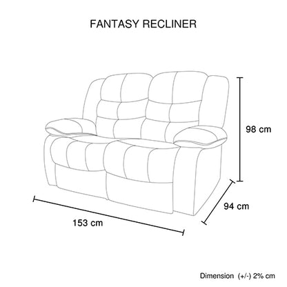 2 Seater Recliner Sofa In Faux Leather Lounge Couch in Black - Furniture > Bar Stools & Chairs > Arm Chairs & Recliners