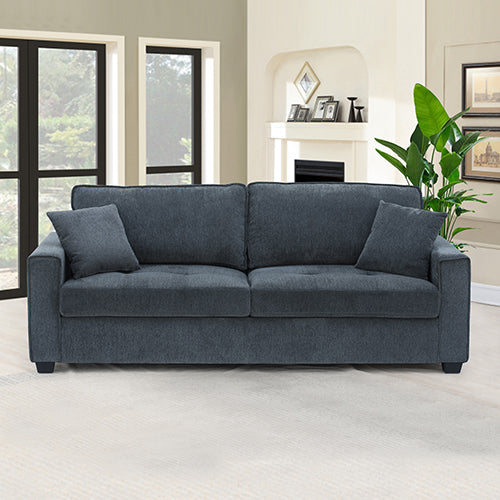 3 Seater Sofa Set Polyester Fabric Charcoal Multilayer Two Pillows Individual Pocket Spring - Furniture > Sofas > Sofas