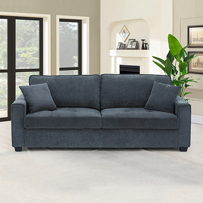 3 Seater Sofa Set Polyester Fabric Charcoal Multilayer Two Pillows Individual Pocket Spring - Furniture > Sofas > Sofas