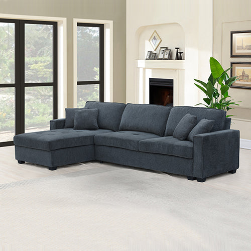 Corner Sofa Chaise Polyester Fabric Multilayer Two Pillows Individual Pocket Spring - Furniture > Sofas > Sofas & Sofa
