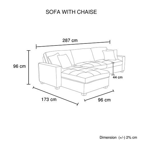 Corner Sofa Chaise Polyester Fabric Multilayer Two Pillows Individual Pocket Spring - Furniture > Sofas > Sofas & Sofa