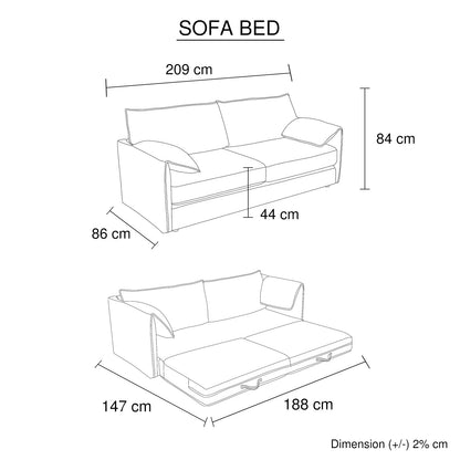 3 Seater Multifunctional Sofa Bed Fabric Upholstery New Foam Pocket Spring - Furniture > Sofas > Sofas & Sofa Beds