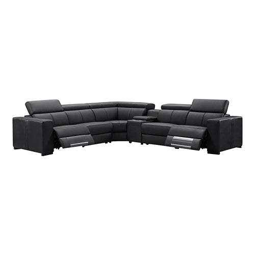 Washington Genuine Leather 6 Seater Corner Sofa With 2 Electric Recliners And Reversible Console - Furniture > Sofas >