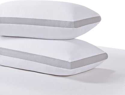 Bamboo Cooling Pillows Twin Pack - Luxury Plush Down-Like Microfibre Pillows for Bedding - Ultra Soft Comfy &